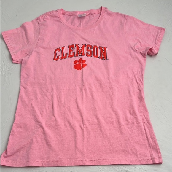 Port and Co Clemson University pink and orange logo t-shirt - Picture 5 of 11